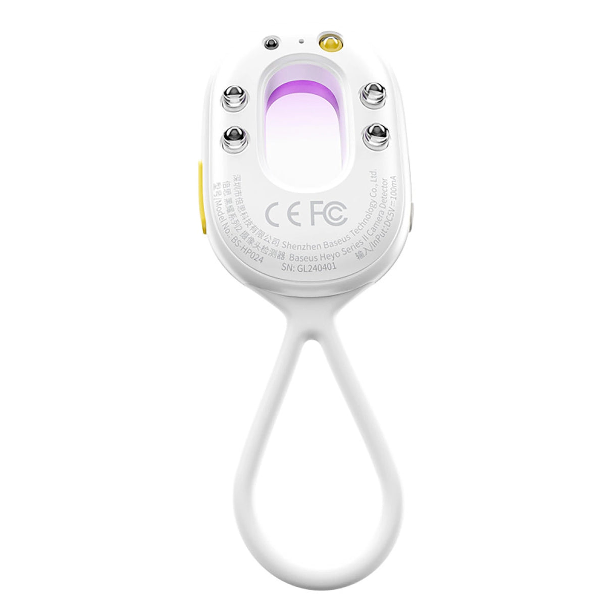 Baseus Heyo Series II Hidden Camera Detector med Alarm og Mini Flashlight + Baseus Simple USB-A - USB-C Cable - Hvid