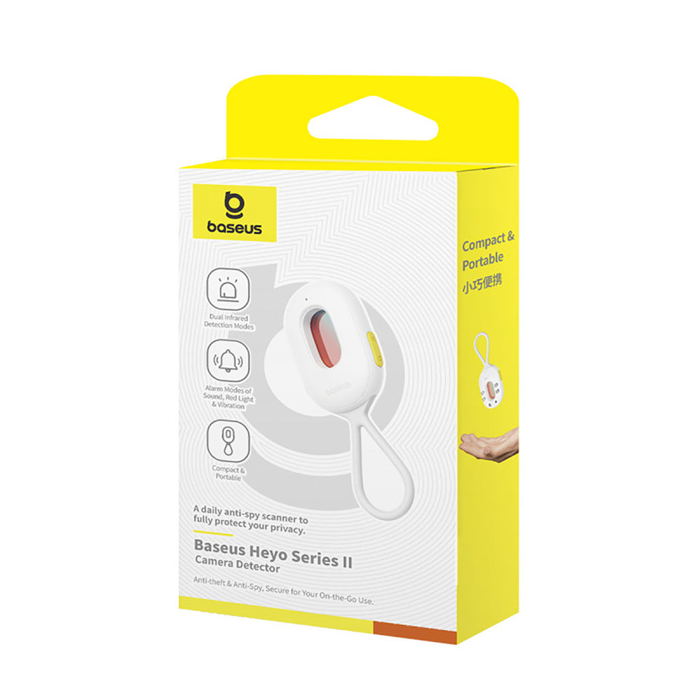 Baseus Heyo Series II Hidden Camera Detector with Alarm and Mini Flashlight + Baseus Simple USB-A - USB-C Cable - White