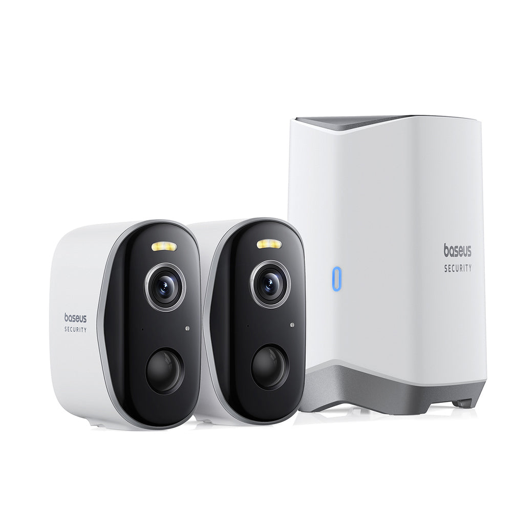 Baseus Security N1 Plus Dual 2K Outdoor Surveillance Kit (2 Cameras) – White