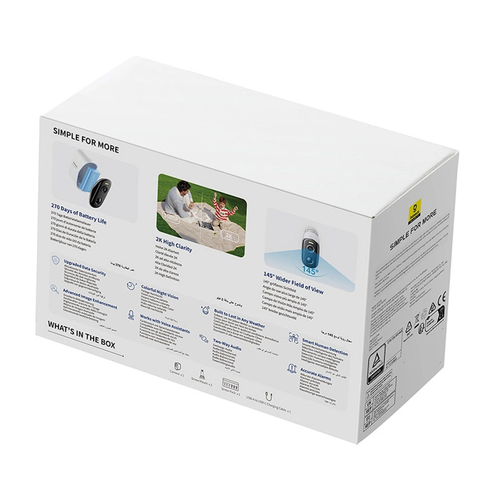 Baseus Security N1 Plus 2K udendørs kamera Hvid