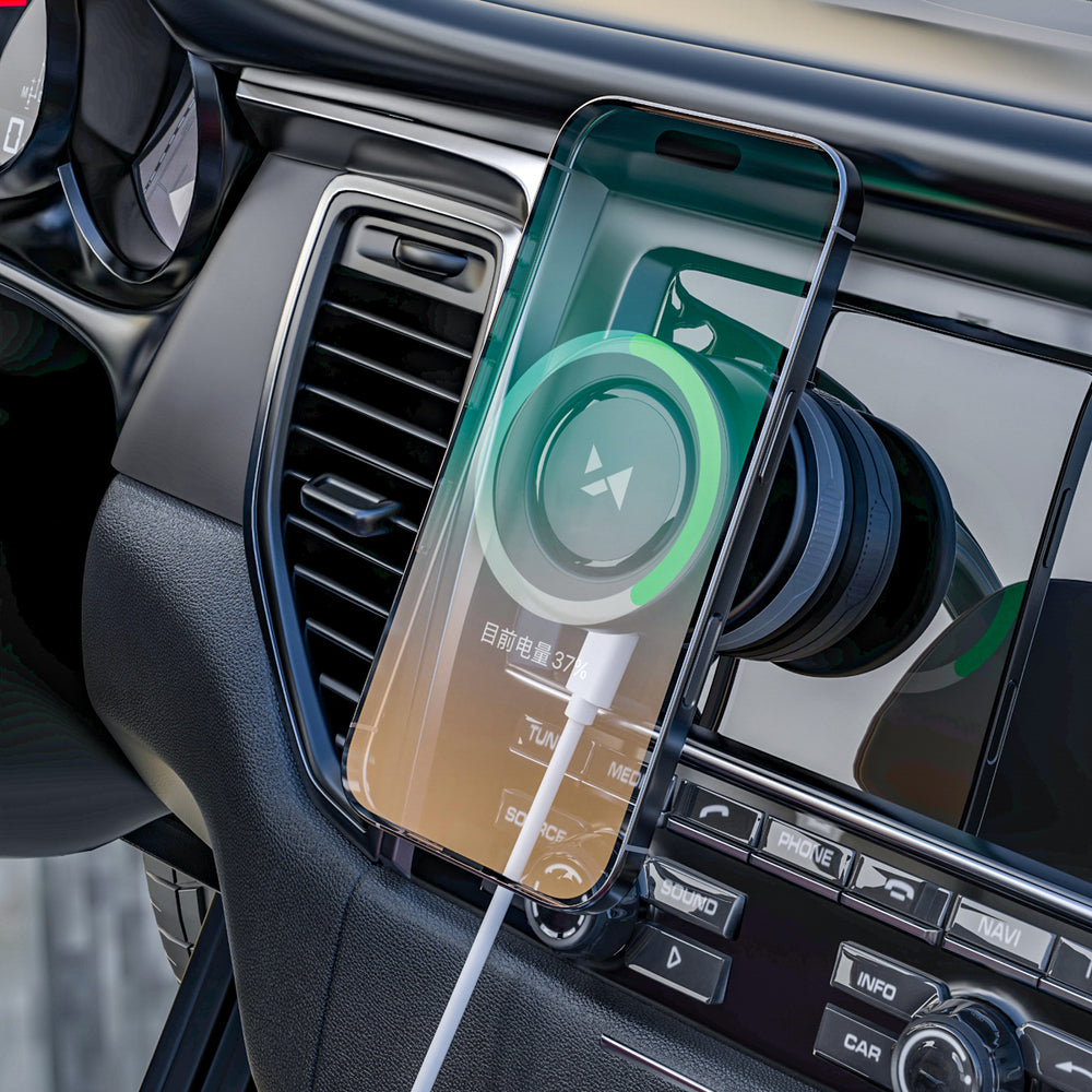 Wozinsky WUSQ-01 Bilholder med Qi-oplader Kompatibel med MagSafe - sort