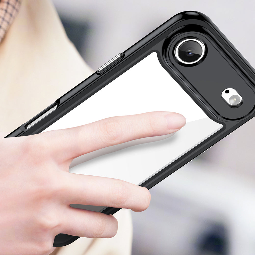 Udefra Space Case til iPhone 17 Air - sort gennemsigtigt