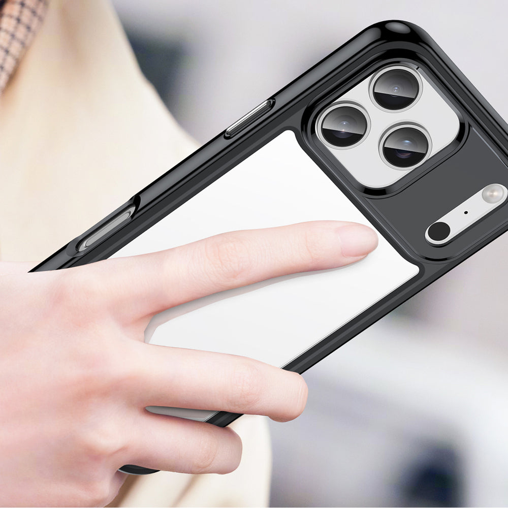 Udendørs rumkasse til iPhone 17 Pro Max - sort gennemsigtig