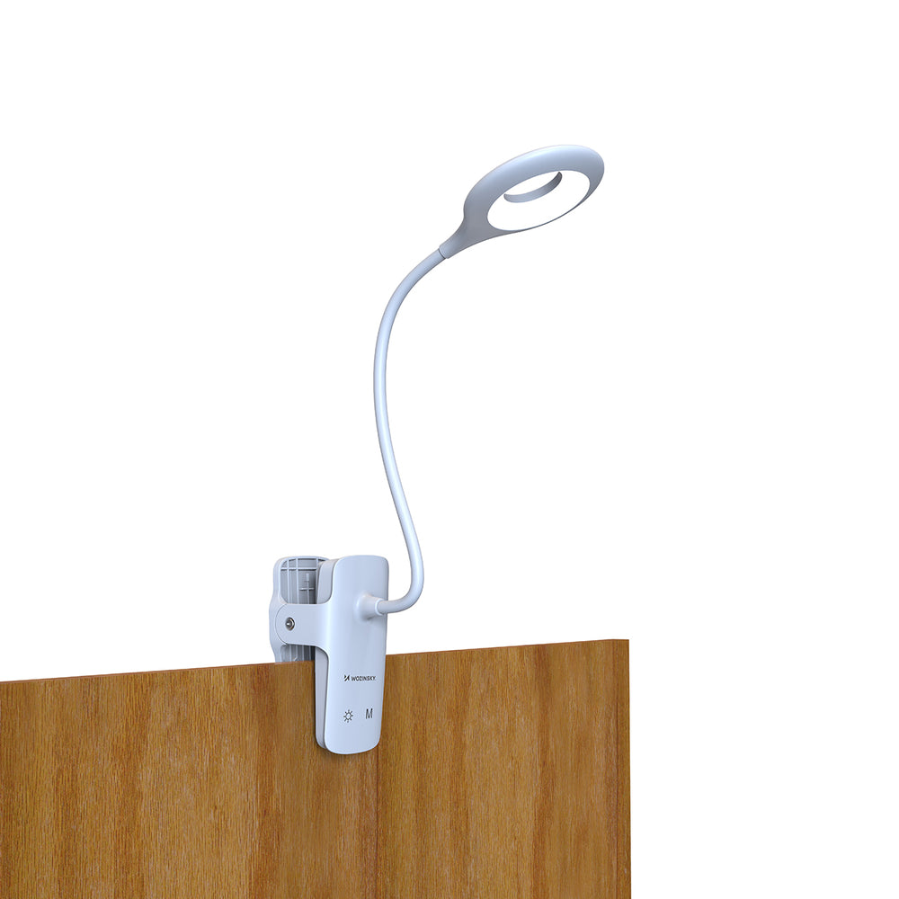 Mini Wozinsky trådløs LED-læslampe med Clip + USB-C-kabel - hvid