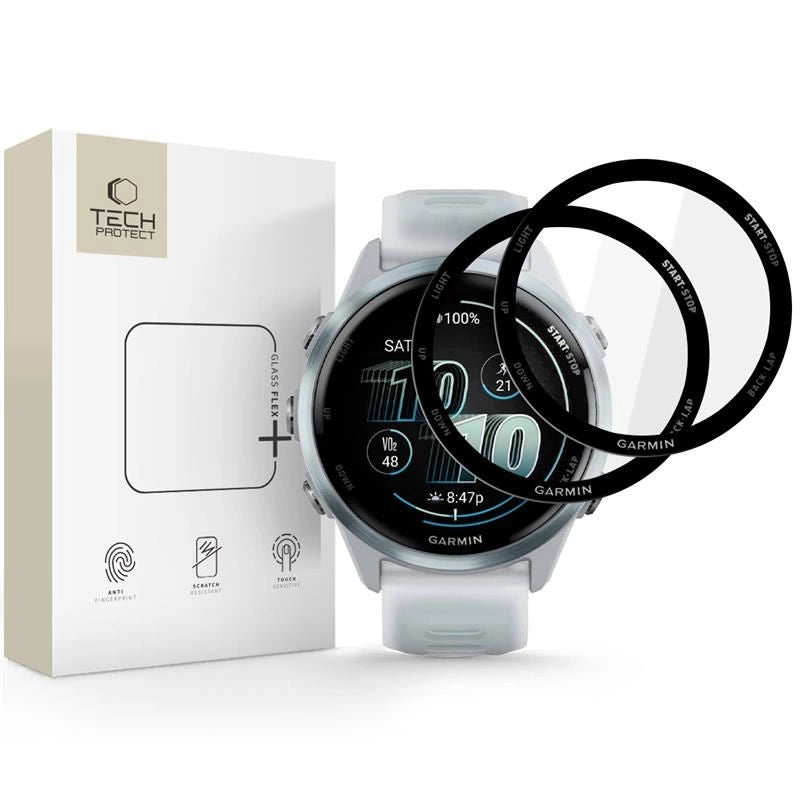 Tech-Protect Glass Flex+ Hybrid Glass 2-pakke til Garmin Forerunner 570 42mm - sort