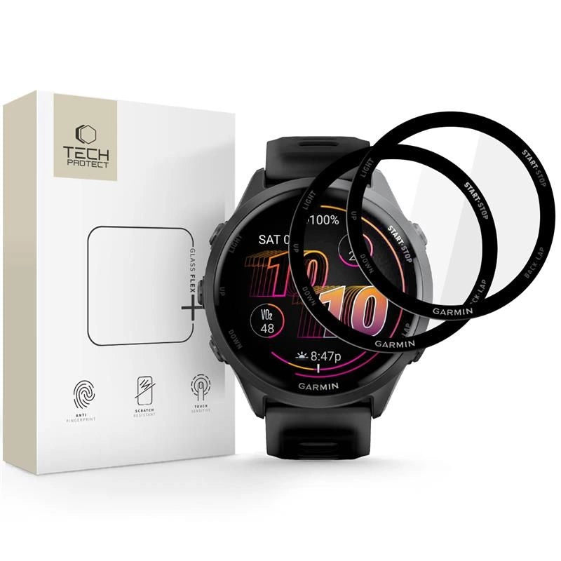 Tech-Protect Glass Flex+ 2-pack hybridglas til Garmin Forerunner 970 / 570 47 mm - sort
