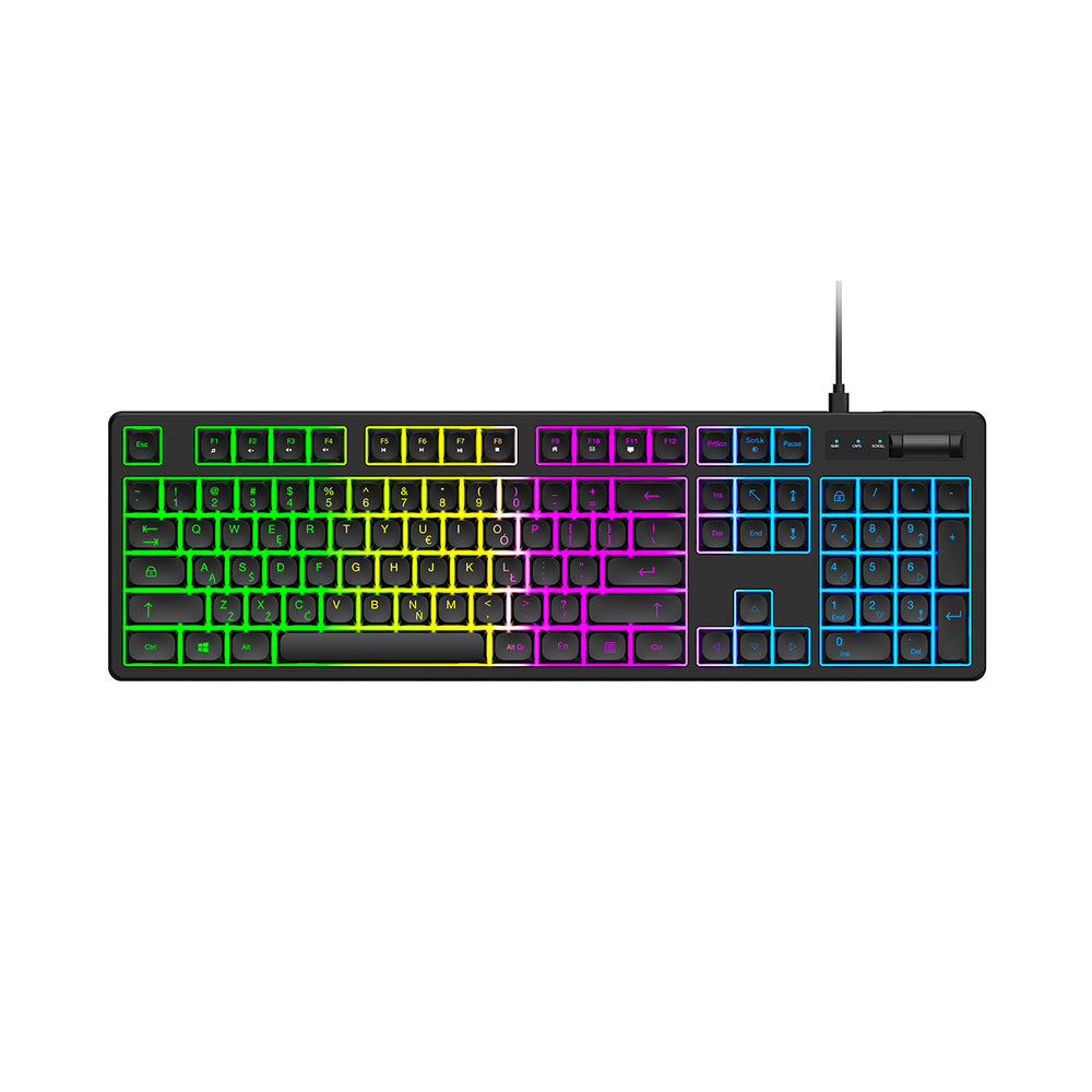 Wozinsky WKG-200 rainbow membran gaming tastatur med rullehjul - sort