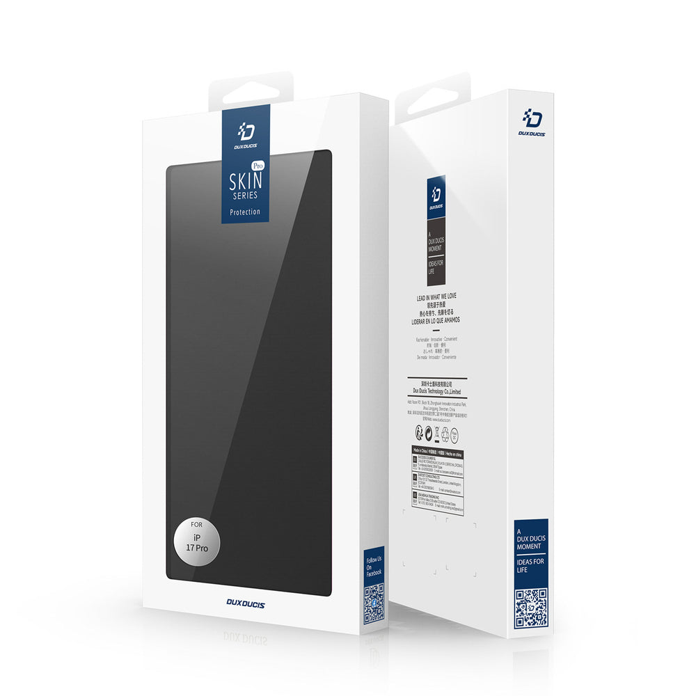 Dux Ducis Skin Pro iPhone 17 Case med flip og kort slot - sort