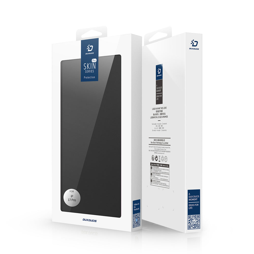 Dux Ducis Skin Pro Case til iPhone 17 Pro med flip og kort slot - sort