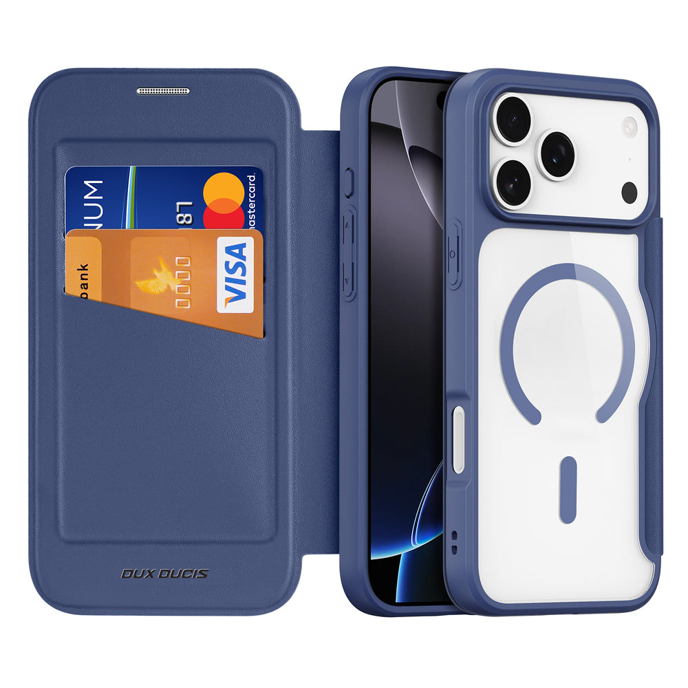 Dux Ducis Skin X Pro iPhone 17 Pro Case med Wallet, MagSafe Kompatibel - Blå