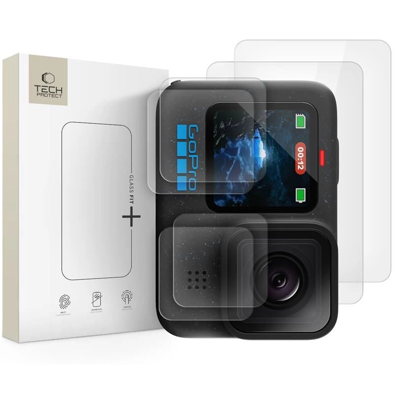 Tech-Protect Glass Fit+ 2-pack hærdet glas til GoPro Hero 9 / 10 / 11 / 12 - gennemsigtigt