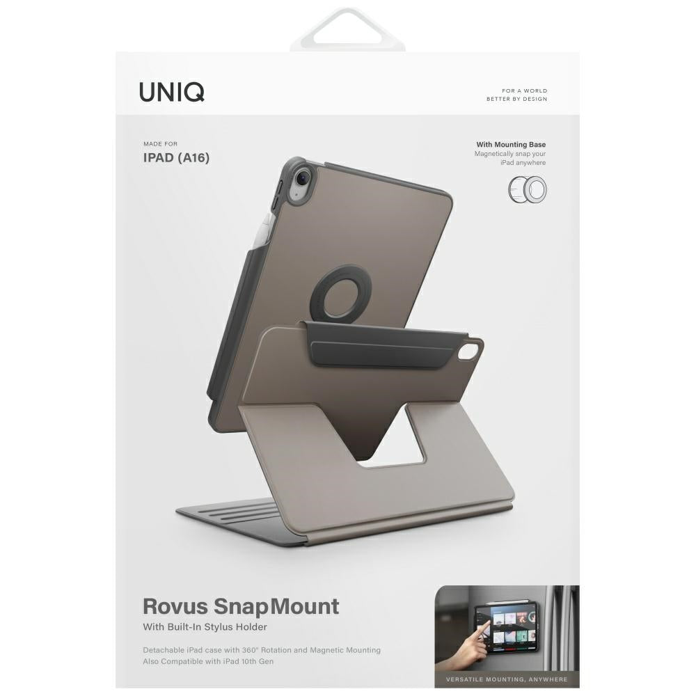 Uniq Rovus Snapmount Magnetic 360 Roterende Fjernbar Case til iPad 11" 2025 / iPad 10.9" 2022 (10th gen.) - Grå