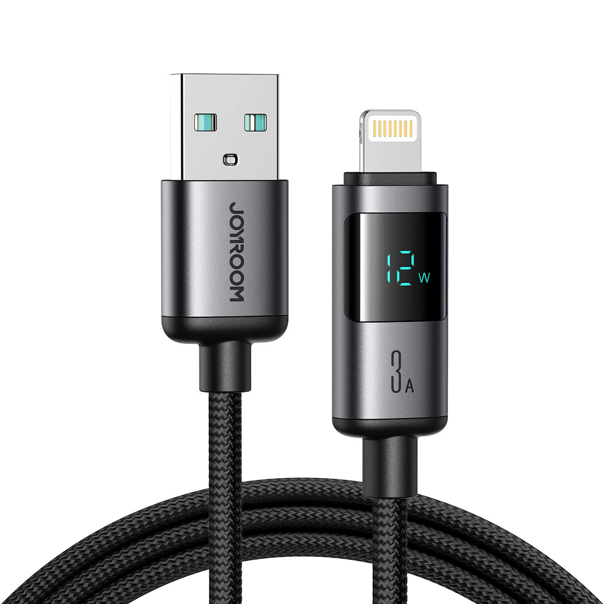 Joyroom S-A16 Pro Prism Series 3A USB-A - Lightning Cable med skærm 1,2 m - sort