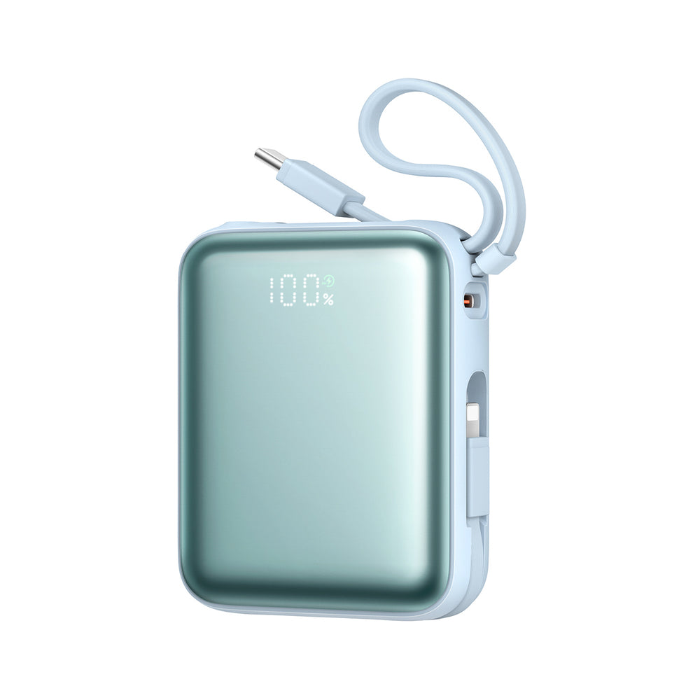 Joyroom JR-PBF27 22.5W 10000mAh Powerbank med to indbyggede kabler - Blå