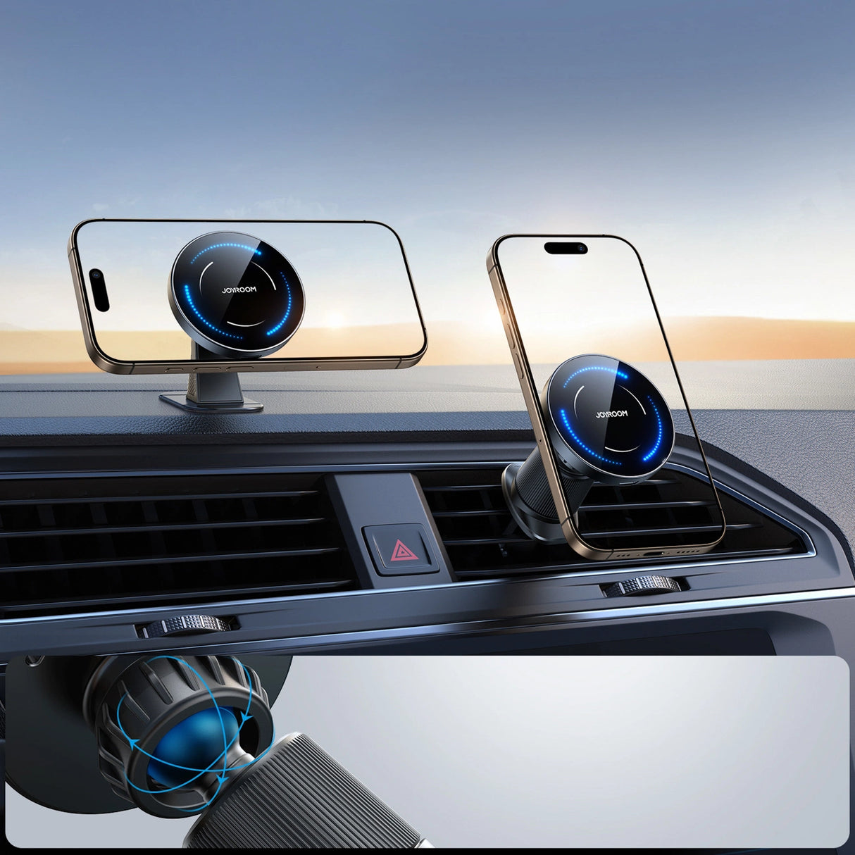 Joyroom JR-ZS502 MagSafe Compatible Car Holder with Wireless Charger for Air Vent/Dashboard - Black