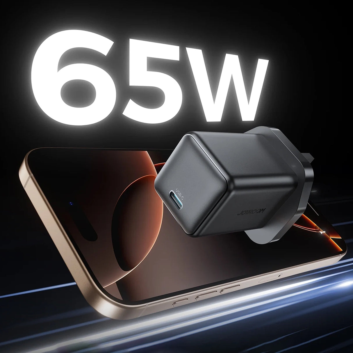 Joyroom JR-TCG18 65W Wall Charger 1 x USB-C (UK Plug) - sort