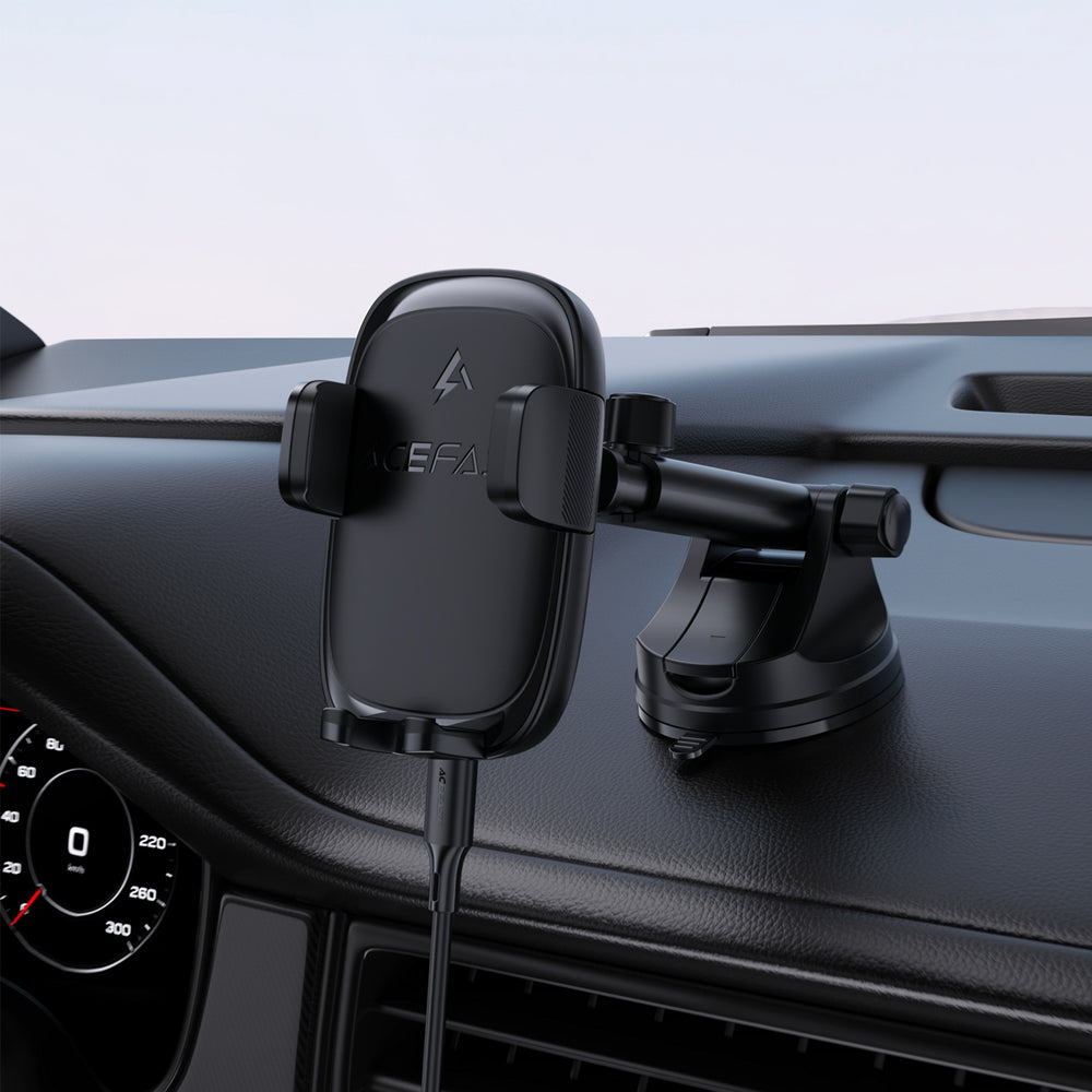 Acefast D49 Car Mount with Wireless Charger for Dashboard - Black
