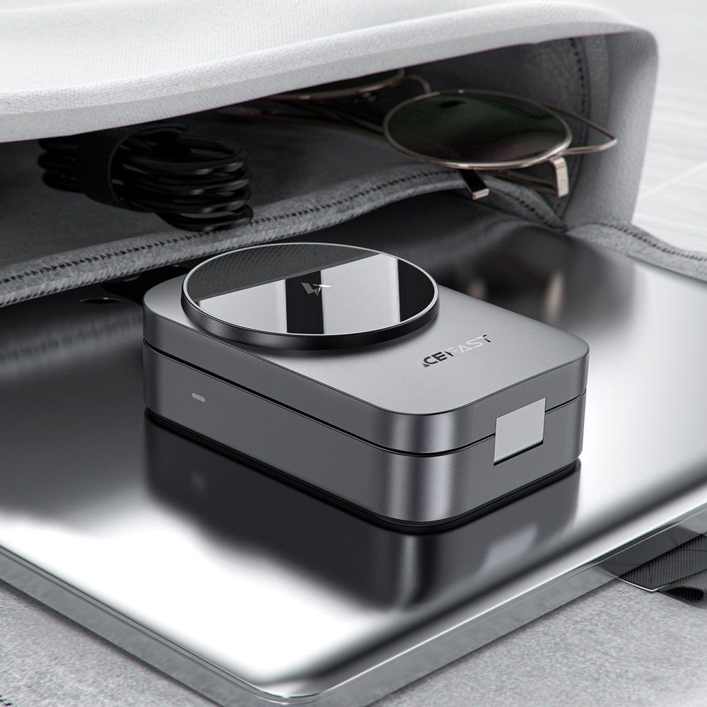 Acefast E22 3-in-1 Wireless Inductive Charging Station, MagSafe Compatible - Gray
