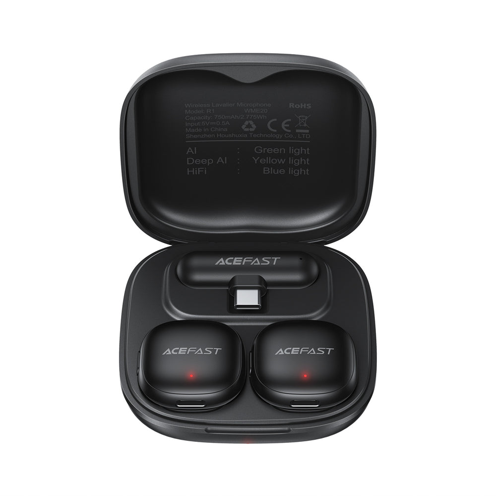 Acefast R1 Wireless Lavalier Microphones 2 pcs - Black