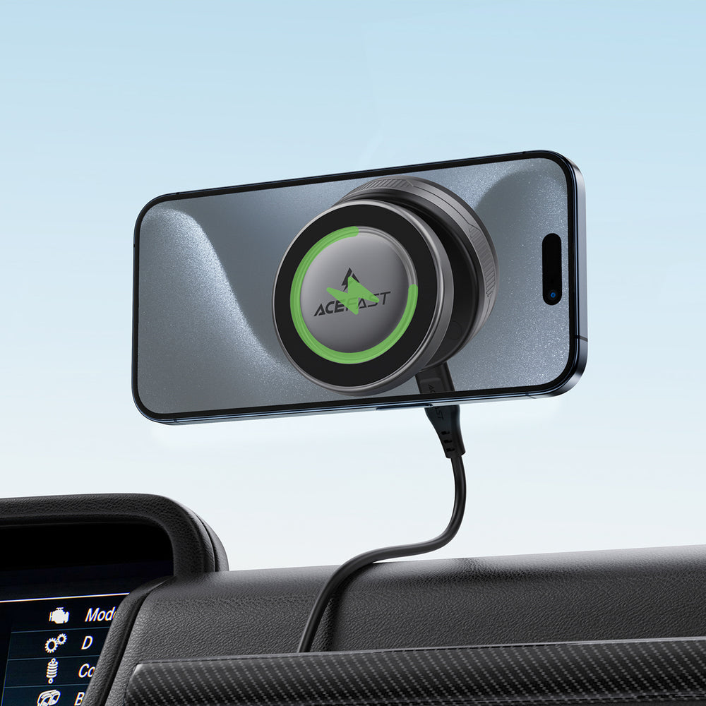 Acefast E29 Magnetic Holder with Wireless Charger with Suction Cup for Dashboard/Windshield - Black