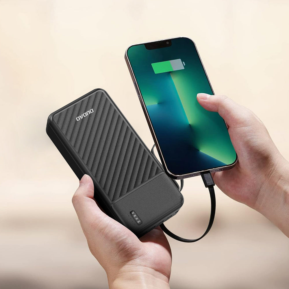 Dudao K11 Pro 20000mAh Powerbank med indbyggede kabler - sort