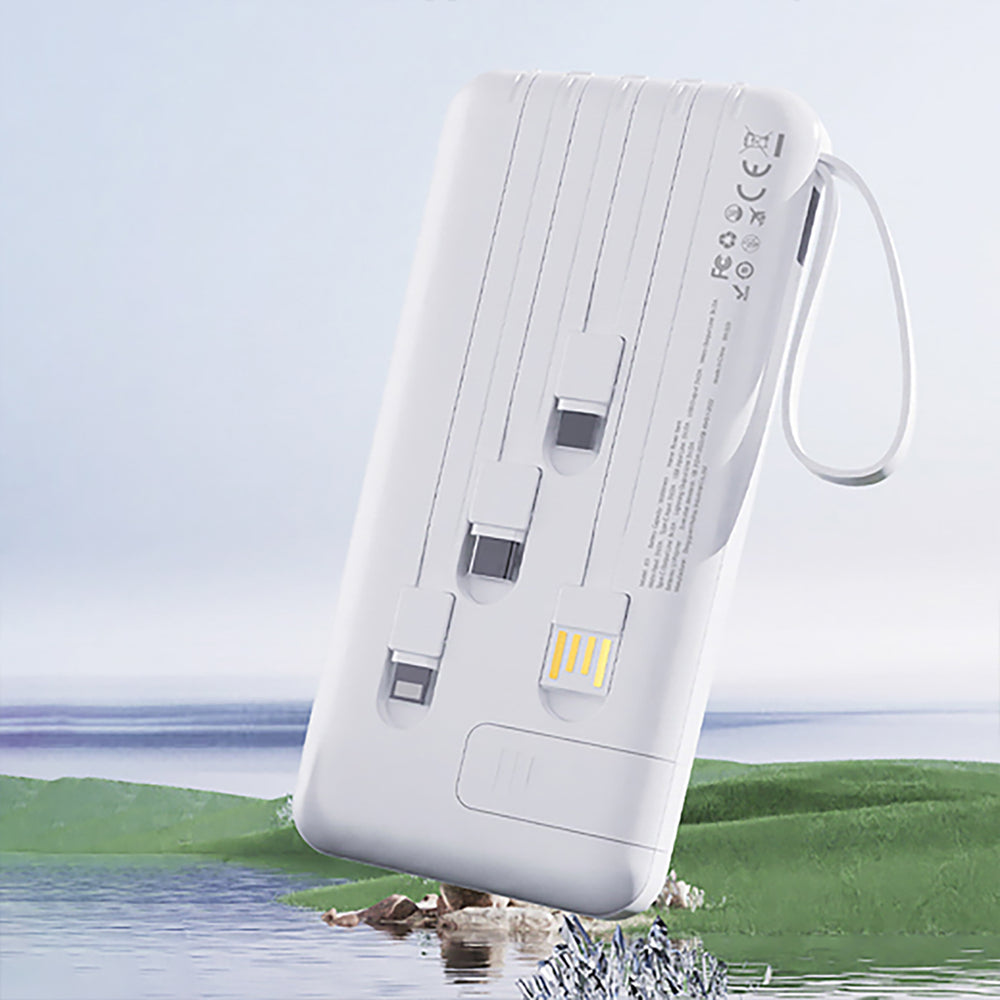 Dudao K11 Pro 20000mAh Powerbank med indbyggede kabler - hvid