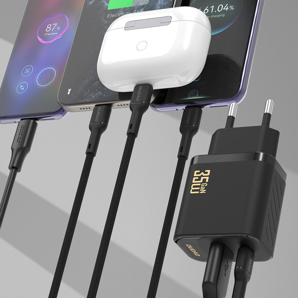 Dudao A27 MaxC 35W Wall Charger + USB-C-kabel - sort