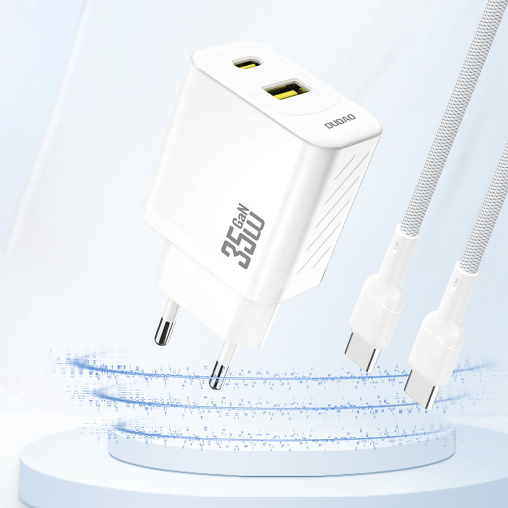 Dudao A27 MaxC 35W Wall Charger + USB-C-kabel - hvid