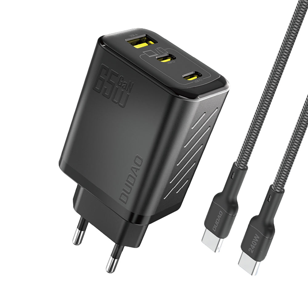 Dudao A29C 65W GaN Wall Charger + USB-C Cable - sort