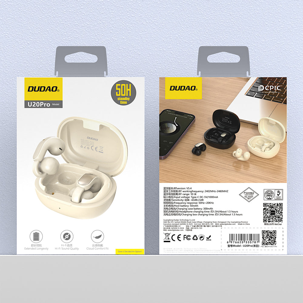 Dudao U20 Pro TWS Bluetooth trådløse hovedtelefoner - hvid