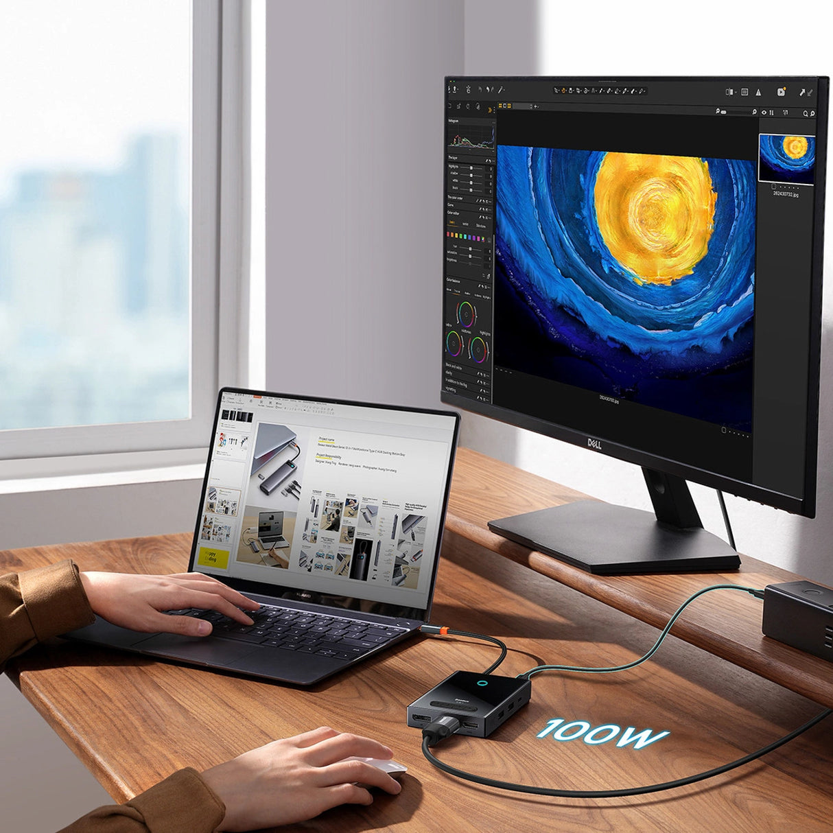 Baseus PioneerJoy 8-i-1 USB-C hub HDMI 4K@60Hz + HDMI 4K@30Hz + DisplayPort 8K@30Hz + VGA + 2 x USB-A 3.0 + 2 x USB-C - grå