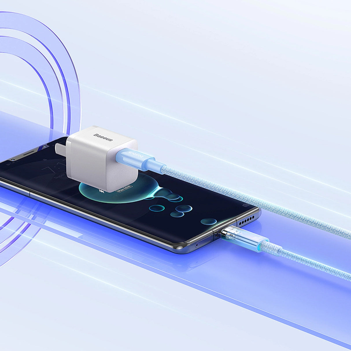 Baseus Explorer 100W USB-C - USB-C-kabel med intelligent temperatur sensor 1m - Blå