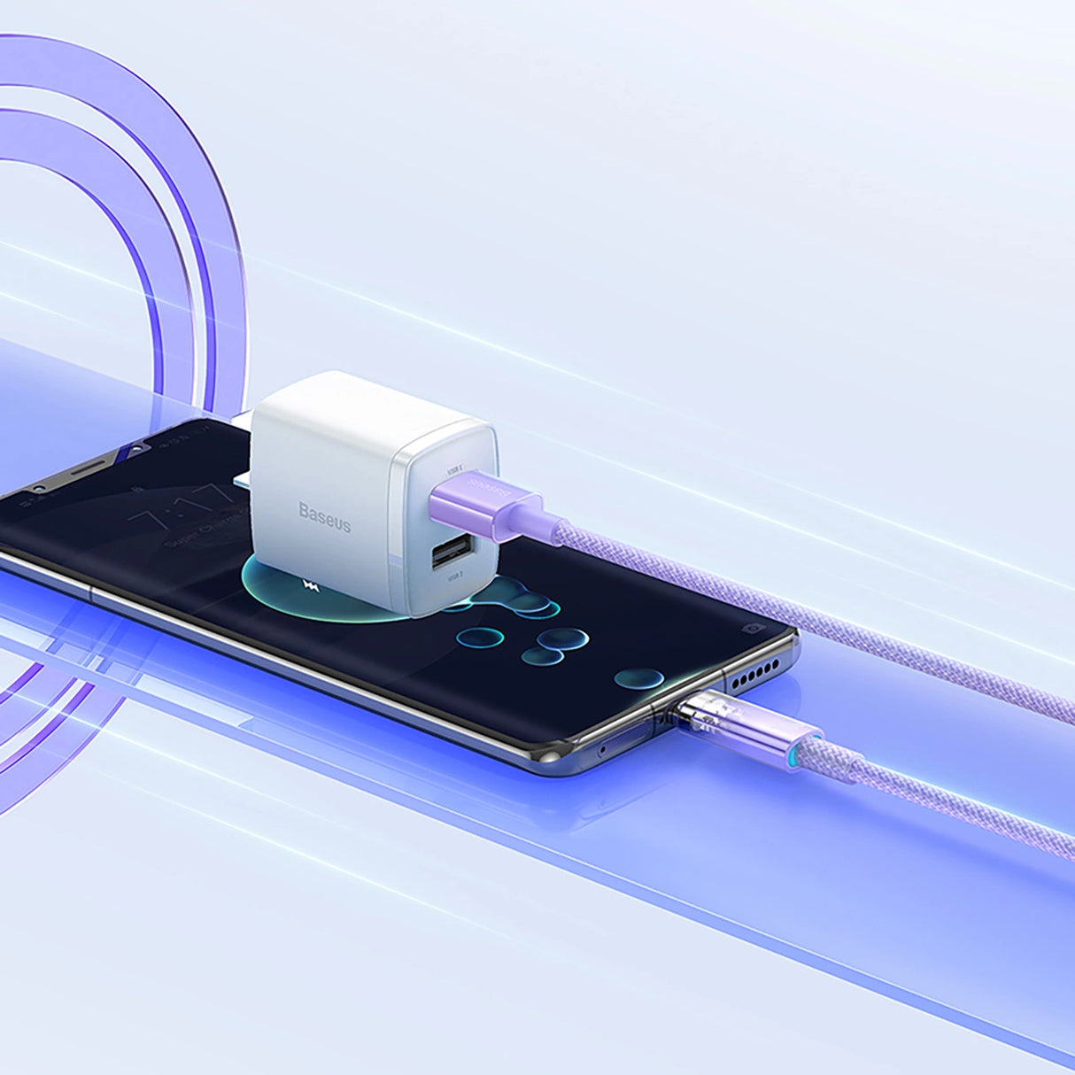 Baseus Explorer 100W USB-A - USB-C-kabel med intelligent temperatur sensor 1m - Purpur