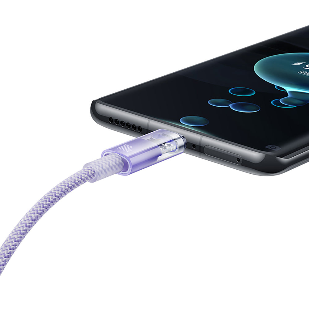 Baseus Explorer 100W USB-A - USB-C Cable with Intelligent Temperature Sensor 1m - Purple