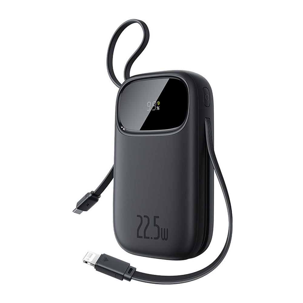Baseus EnerFill FC31 QPow3 20000mAh 22.5W Powerbank with Digital Display and 2 Built-in Cables (USB-C + Lightning) - Black