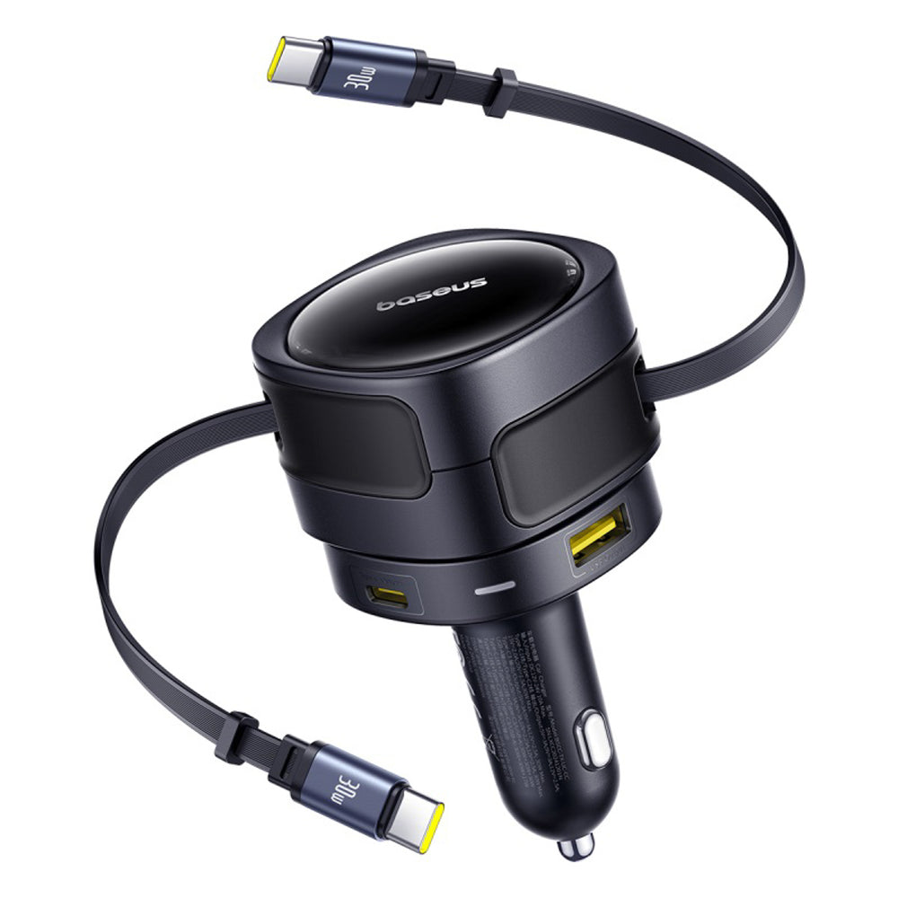 Baseus Enjoyment Max 90W Biloplader 2 x USB-C + USB-A + USB-C Kabel - Sort