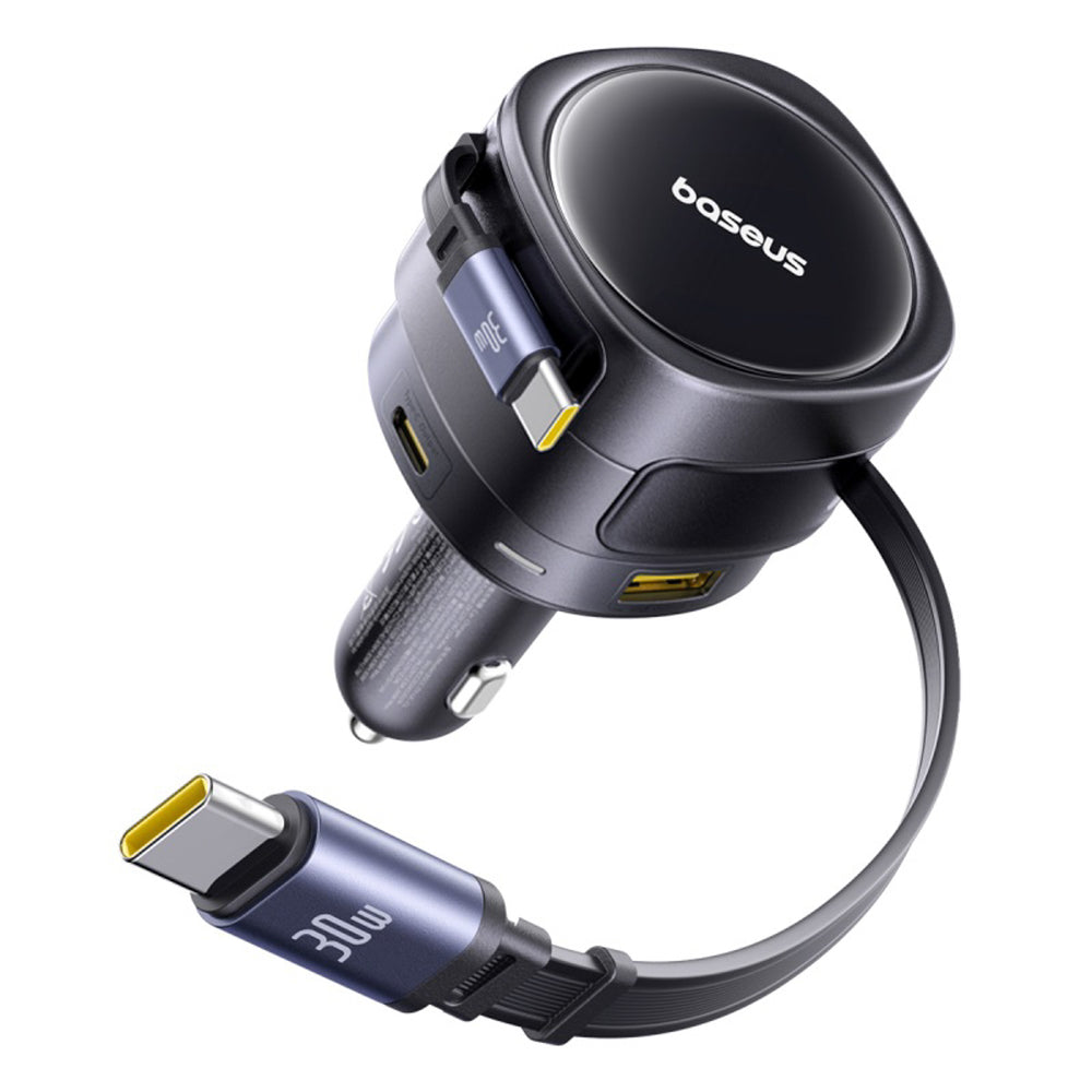 Baseus Enjoyment Max 90W Biloplader 2 x USB-C + USB-A + USB-C Kabel - Sort