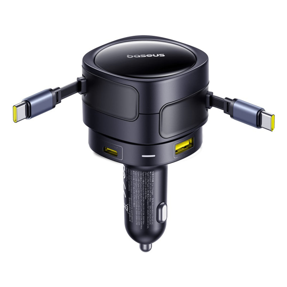 Baseus Enjoyment Max 90W Biloplader 2 x USB-C + USB-A + USB-C Kabel - Sort