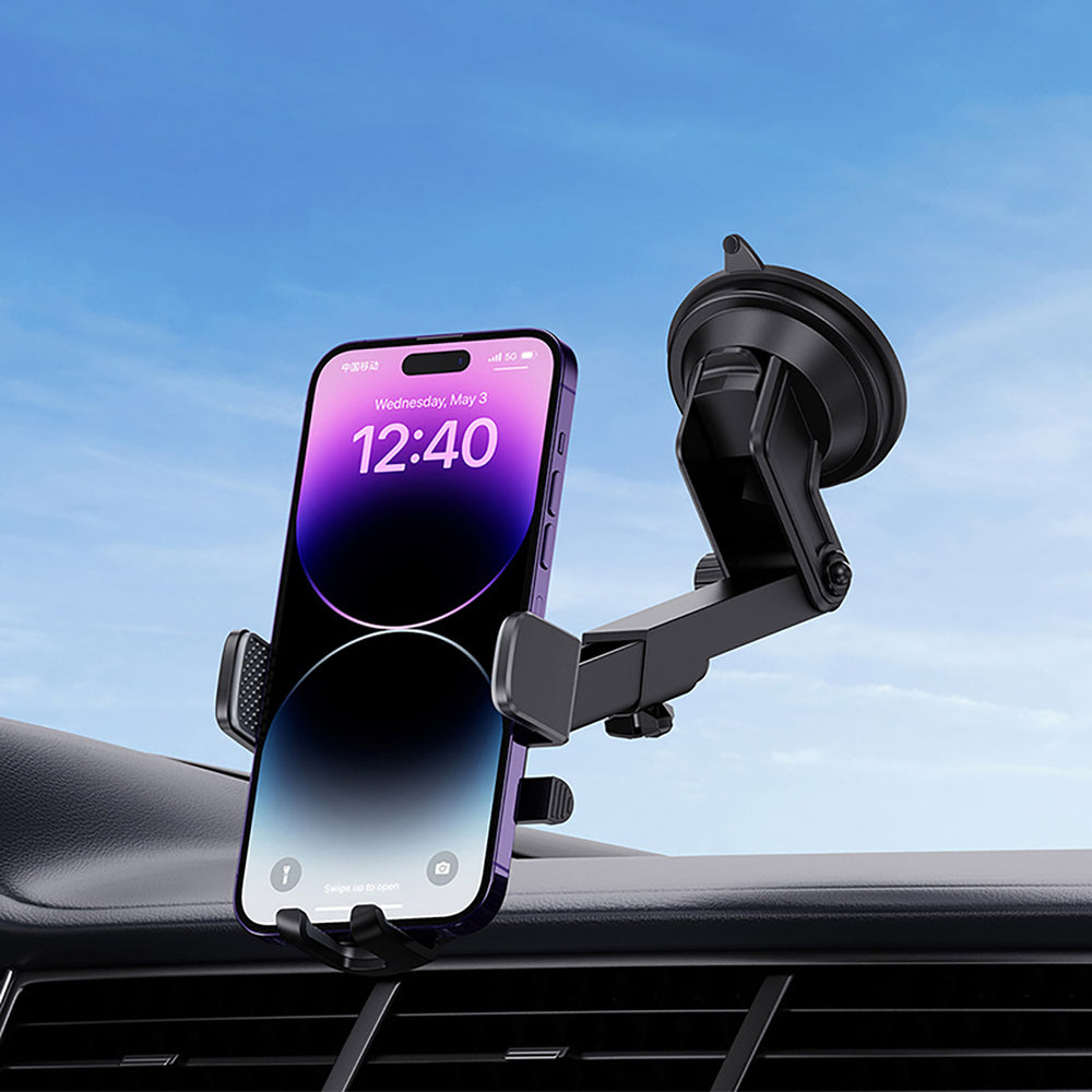 Baseus UltraControl Pro Clamp-on Car Holder with Suction Cup/Hook for Air Vent - Black