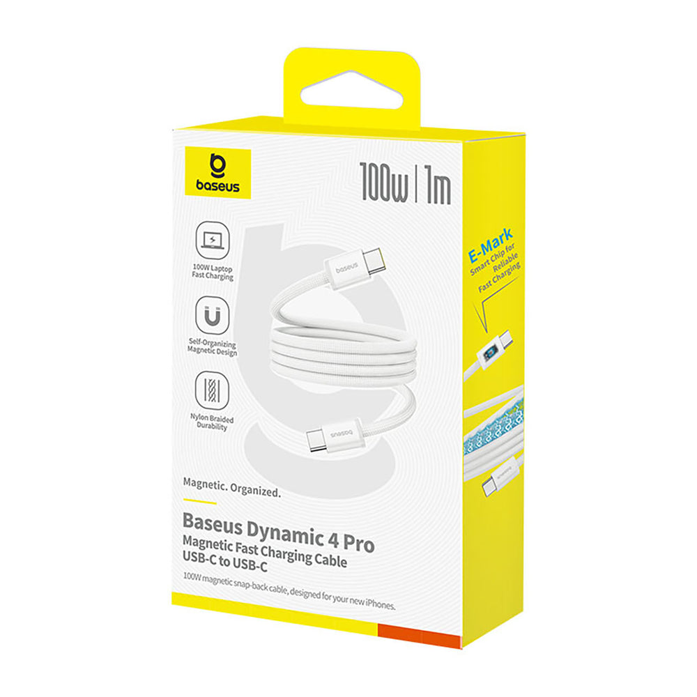 Baseus Dynamic 4 Pro 100W USB-C - USB-C Magnetisk kabel 1m - hvid