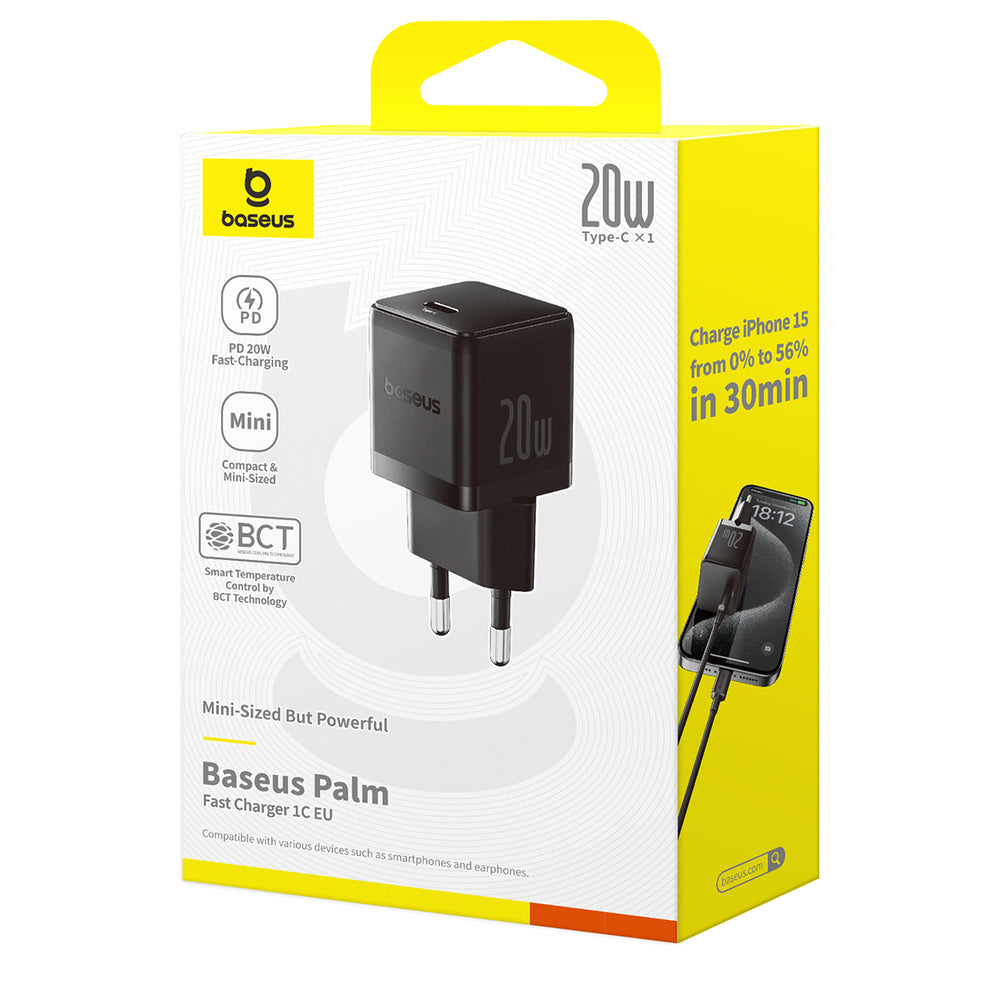 Baseus Palm 20W USB-C Wall Charger - sort