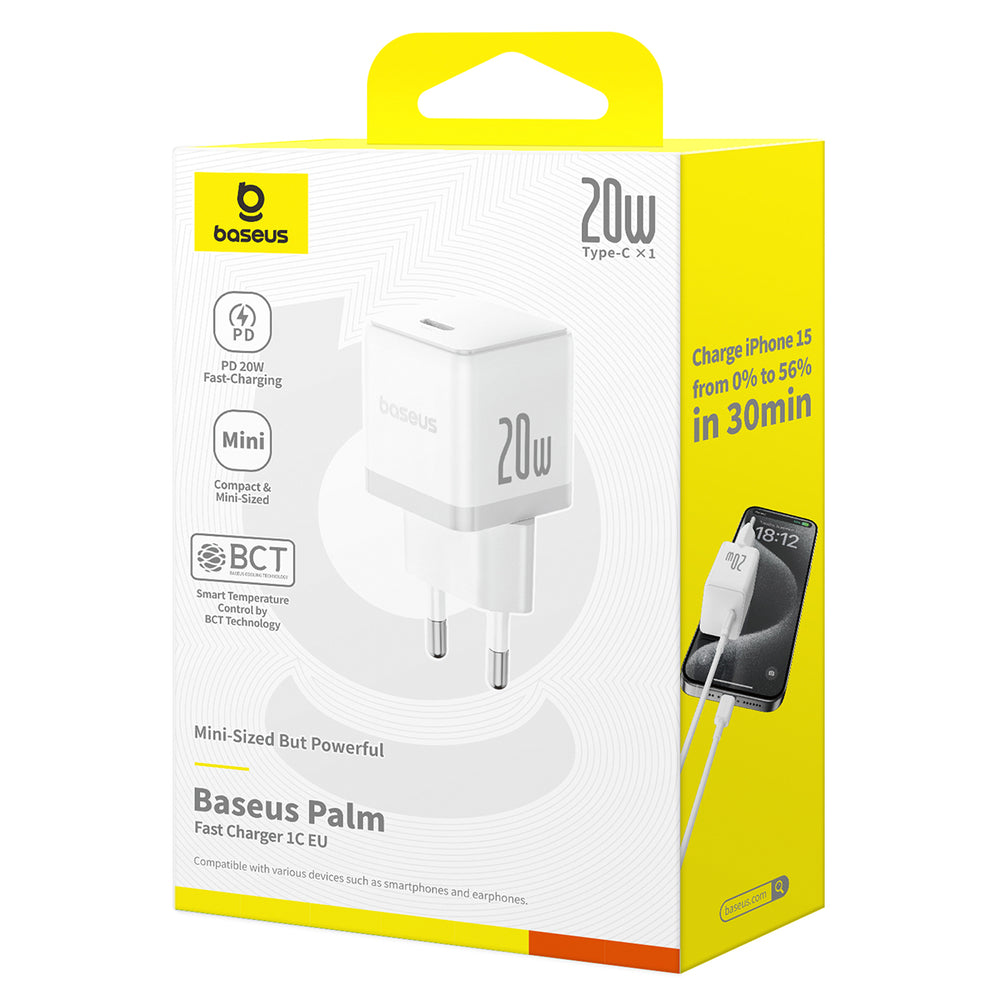 Baseus Palm 20W USB-C Wall Charger - hvid