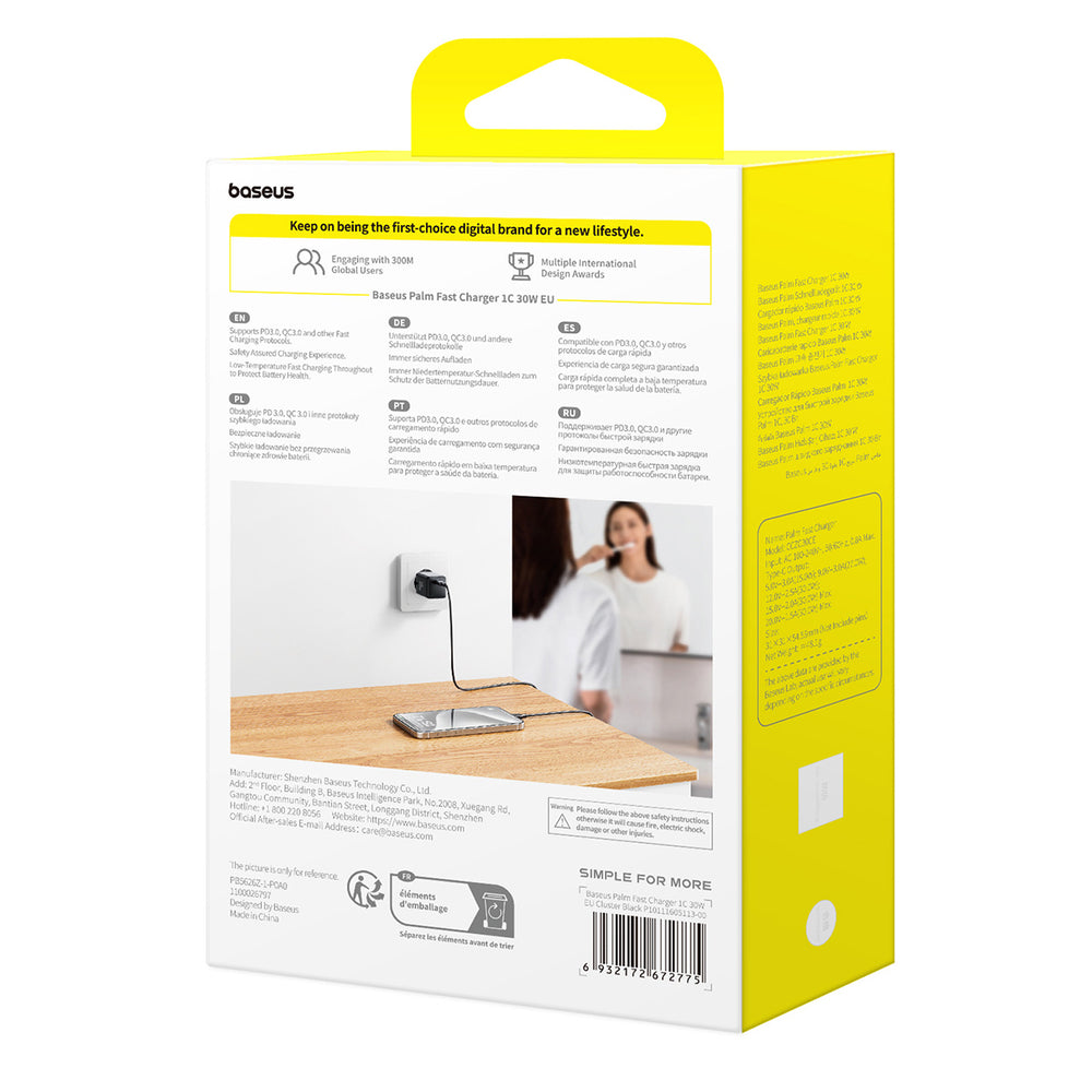 Baseus Palm 30W USB-C vægoplader - hvid