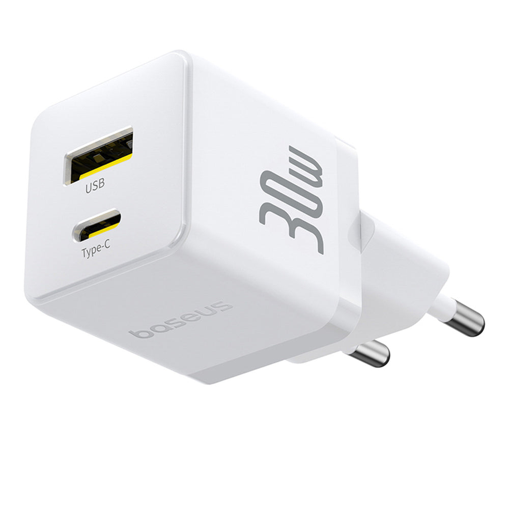 Baseus Palm 30W USB-C USB-A Wall Charger - hvid