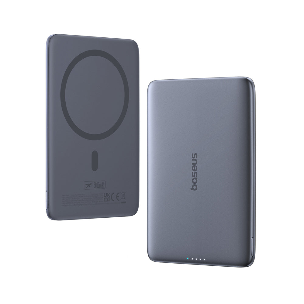 Baseus PicoGo AM41 5000mAh 20W Ultra-Thin MagSafe Compatible Power Bank with Black Baseus Simple USB-C 60W 30cm Cable - Gray