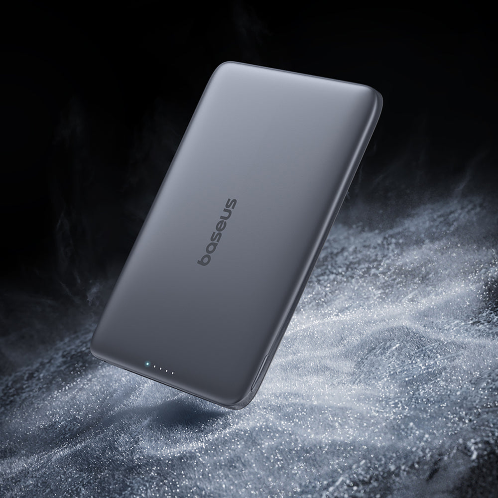 Baseus PicoGo AM41 5000mAh 20W Ultra-Thin MagSafe Compatible Power Bank with Black Baseus Simple USB-C 60W 30cm Cable - Gray