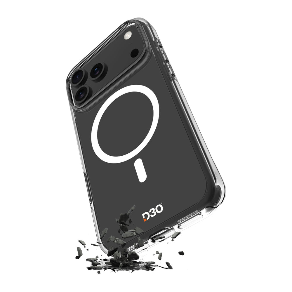 Puro Impact Clear D3O TPU+PC Case Kompatibel med MagSafe til iPhone 17 Pro - Gennemsigtig