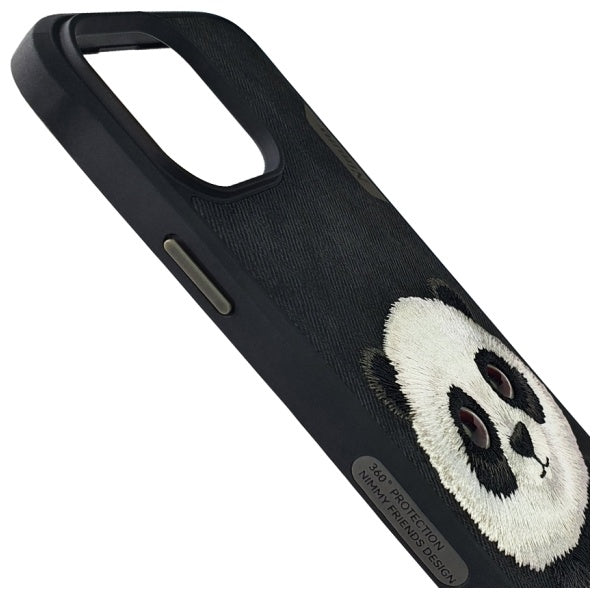Nimmy Big Eyed Pet 2.0 Panda fodtøj til iPhone 15 Pro - sort