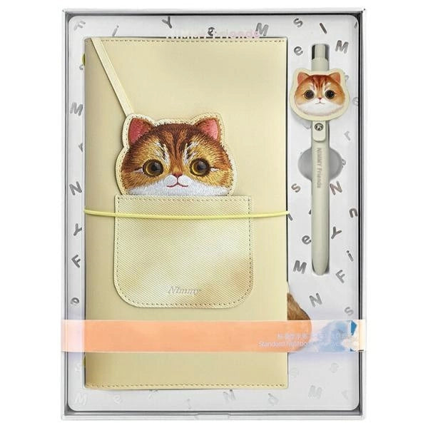 Nimmy Big Eyed Pet 2.0 Cat 2-i-1 Notebook + Pen Set - Beige