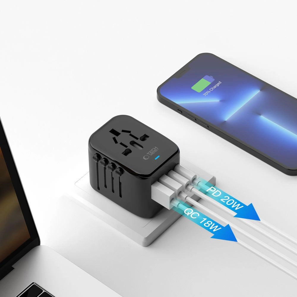 Tech-Protect TA200 EU / UK / US / AU adapter - sort